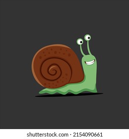 Cute snail icon flat or cartoon style. Isolated on white background. Vector illustration