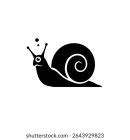 Cute snail illustration black silhouette design.