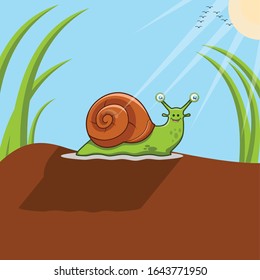 cute snail illustration design vector