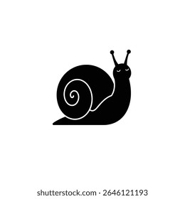 Cute snail illustration simple black silhouette design.