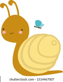 Cute snail, illustration, vector on white background.