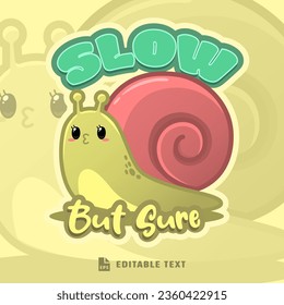 Cute Snail Logo Cartoon Character