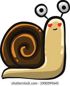 Cute snail in love, illustration, vector on a white background.