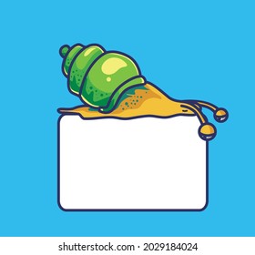 cute snail on the blank empty text quote. Animal cartoon Isolated Flat Style Sticker Web Design Icon illustration Premium Vector Logo mascot character