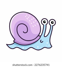 Cute snail on white background. Hand drawn illustration. Drawing for children. Sticker.