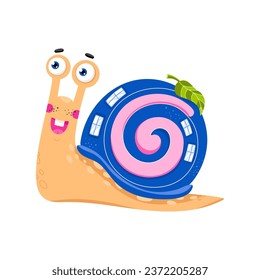 Cute snail on white background. Hand drawn illustration. Drawing for children.