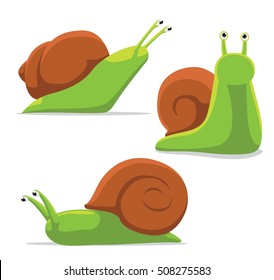 Cute Snail Poses Cartoon Vector Illustration