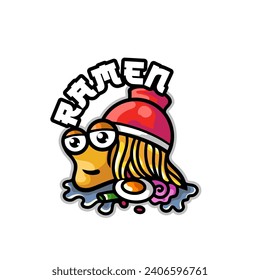 Cute snail ramen mascot logo design