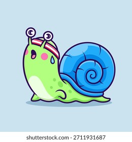 Cute Snail Running Cartoon Vector Icon Illustration. Animal Sport Icon Concept Isolated Premium Vector. Flat Cartoon Style