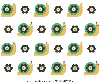 Cute Snail Seamless Pattern Design. Vector Illustration.