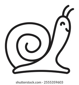 Cute snail single line icon, mollusk escargot black editable stroke, simple vector monochrome pictogram, outline illustration