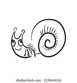 Cute snail. Sketch. Vector illustration