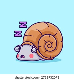 Ilustração de ícone de vetor de caracol adormecido. Animal Nature Icon Concept Vetor Premium Isolado. Estilo de Desenho Animado Plano