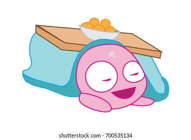 Cute Snail sleeping. Vector Illustration. Isolated on white background.