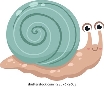 Cute snail. Smiling animal mascot. Funny mascot
