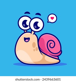 Cute Snail Smiling Cartoon Vector Icon Illustration. Animal Nature Icon Concept Isolated Premium Vector. Flat Cartoon Style