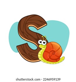 Cute snail smiling illustration vector.