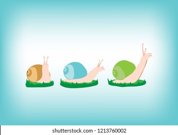 Cute snail vector set. Snail icon.