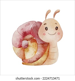 ilustración de clipart de color de caracol lindo con fondo aislado