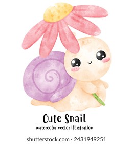 cute snail, watercolor, snail, vector, illustration