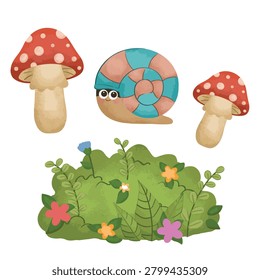 Cute Snails in the Garden