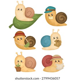 Cute Snails in the Garden