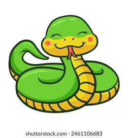 Cute snake animal illustration on isolated white background, cool for stickers, logos, t-shirts, coloring books, etc.