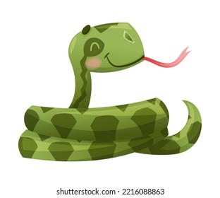 Cute Snake as Australian Animal and Endemic Fauna Vector Illustration