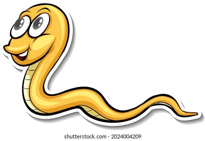 A cute snake cartoon animal sticker illustration