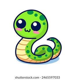 cute snake cartoon character vector illustration template design