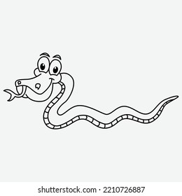 Cute snake cartoon characters vector illustration. For kids coloring book.