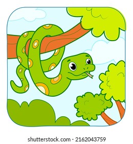 Cute Snake cartoon. Snake clipart vector illustration. Nature background