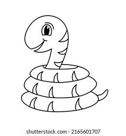 Cute snake cartoon coloring page illustration vector. For kids coloring book.