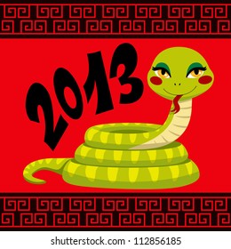 Cute Snake cartoon illustration celebrating Chinese New Year
