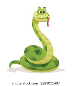 Cute snake cartoon illustration isolated on white background