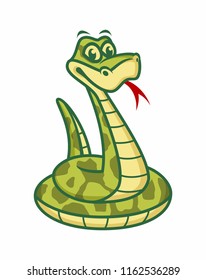 Cute snake cartoon mascot illustration