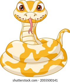 Cute snake cartoon on white background