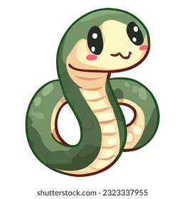 Cute Snake Cartoon On White Background
