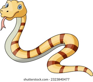 Cute snake cartoon on white background