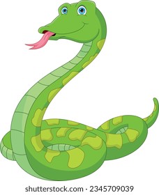 cute snake cartoon on white background