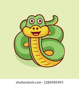 Cute snake cartoon vector icon illustration