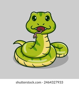 Cute Snake Cartoon Vector Icon Illustration. Animal Nature Icon Concept Isolated Premium Vector. Flat Cartoon Style