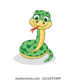 Cute snake cartoon vector illustration on white background