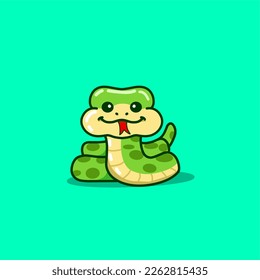 Cute snake cartoon vektor icon ilustration.animal nature icon concept isolated premium vektor. Flate cartoon style