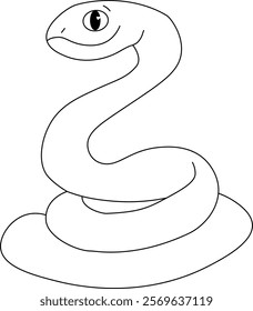 A cute snake character in graphic line cartoon style. China New Year's card material. coloring book vector illustration
