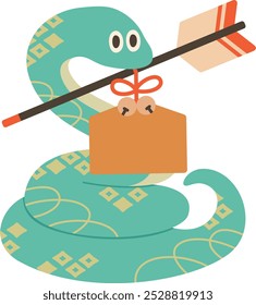 A cute snake character holding a lucky charm