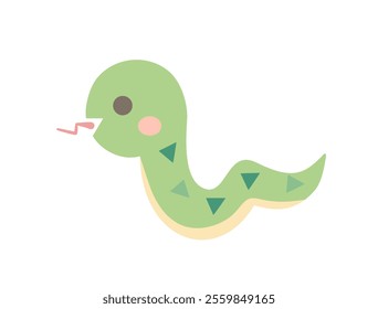 Cute snake character illustration for use in Japanese New Year's cards for the Year of the Snake