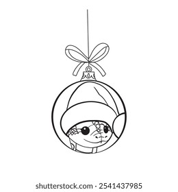 cobra bonito com bola de natal pendurado na ilustração vetor de Natal