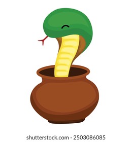 Cute Snake Classic Traditional India Animal Symbol Cartoon Illustration vector Clipart Sticker