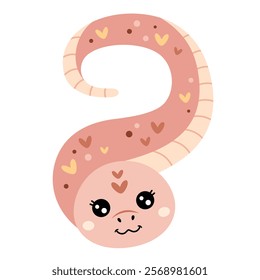 Cute snake clipart. Snake girl in cartoon flat style. Year of the snake. Chinese zodiac. Hand drawn vector illustration.